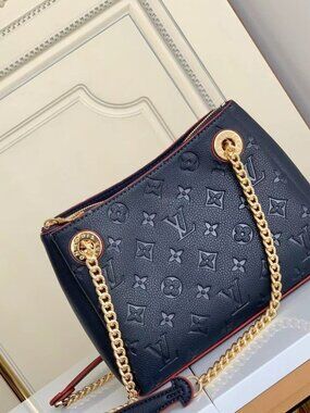 Louis Vuitton AUTHENTIC Navy Blue embossed handbags Totes